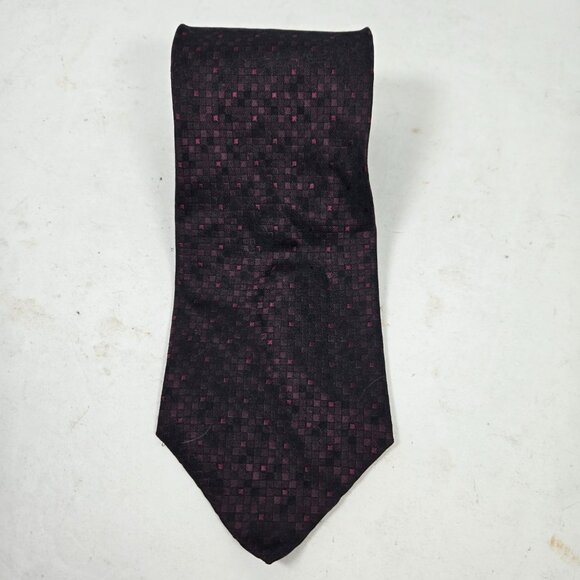 J. Ferrar SILK Tie Necktie Black & Maroon 51093 - Picture 8 of 8